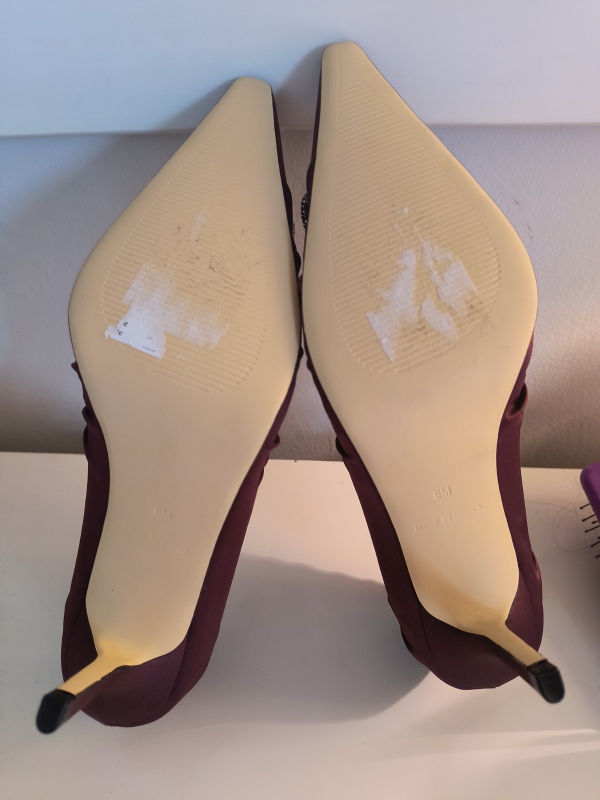 New Talbots Libby Wine Satin Ruched Pumps Rhinestone Accent 6M FREE SHIPPING