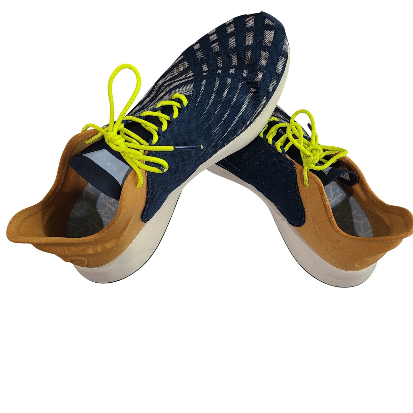 Saysh One Womens 8.5 Running Shoes Navy Mustard Yellow Neon Laces Allyson Felix
