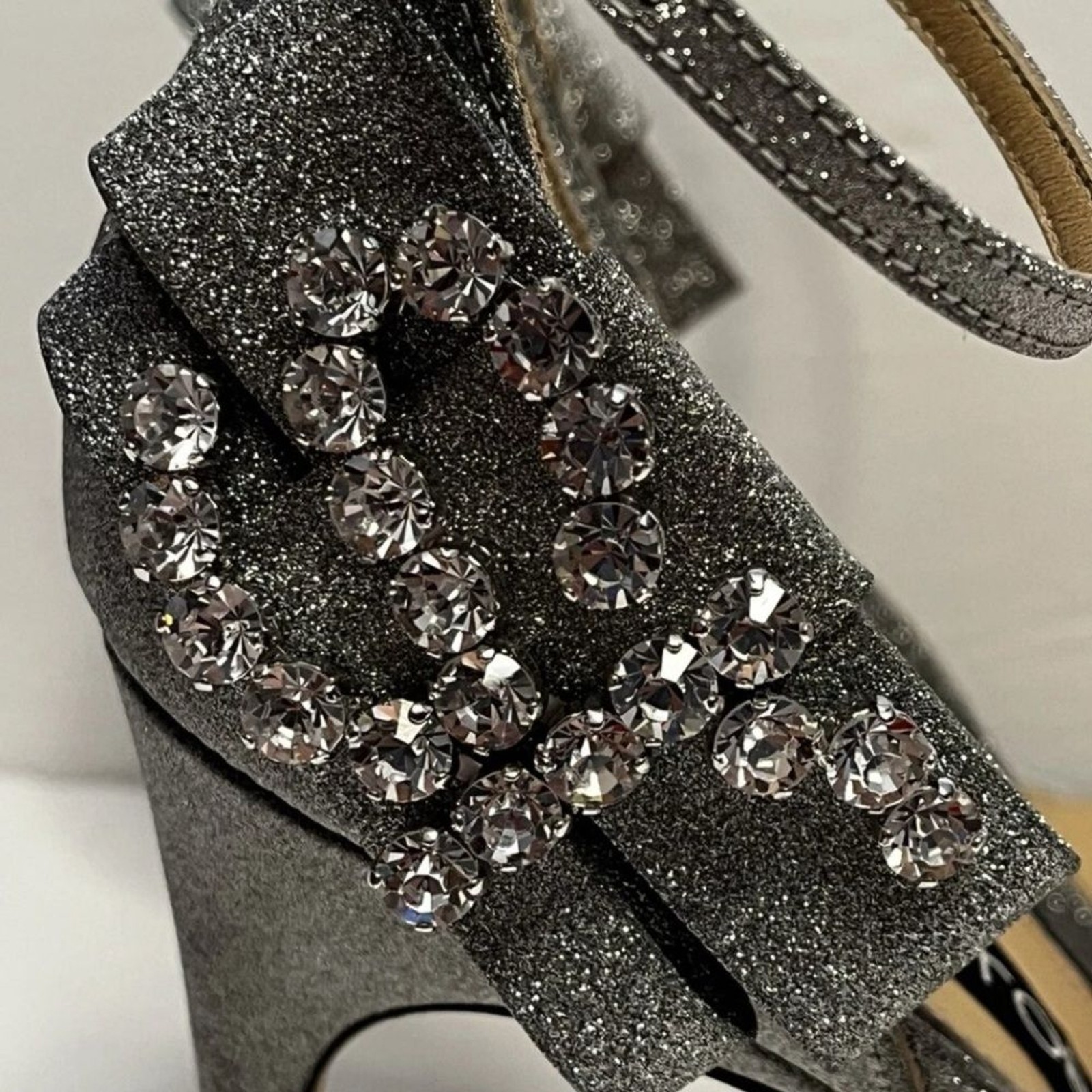 Sergio Rossi Argento Shiny Glitter Silver Heels $980 Size 37