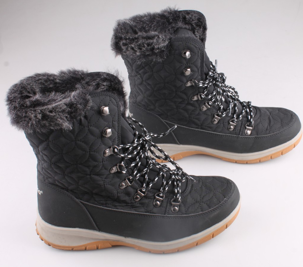 Chooka Belltown Mid Faux Fur Insulated Winter Boots Black Size 9 EUC In Box