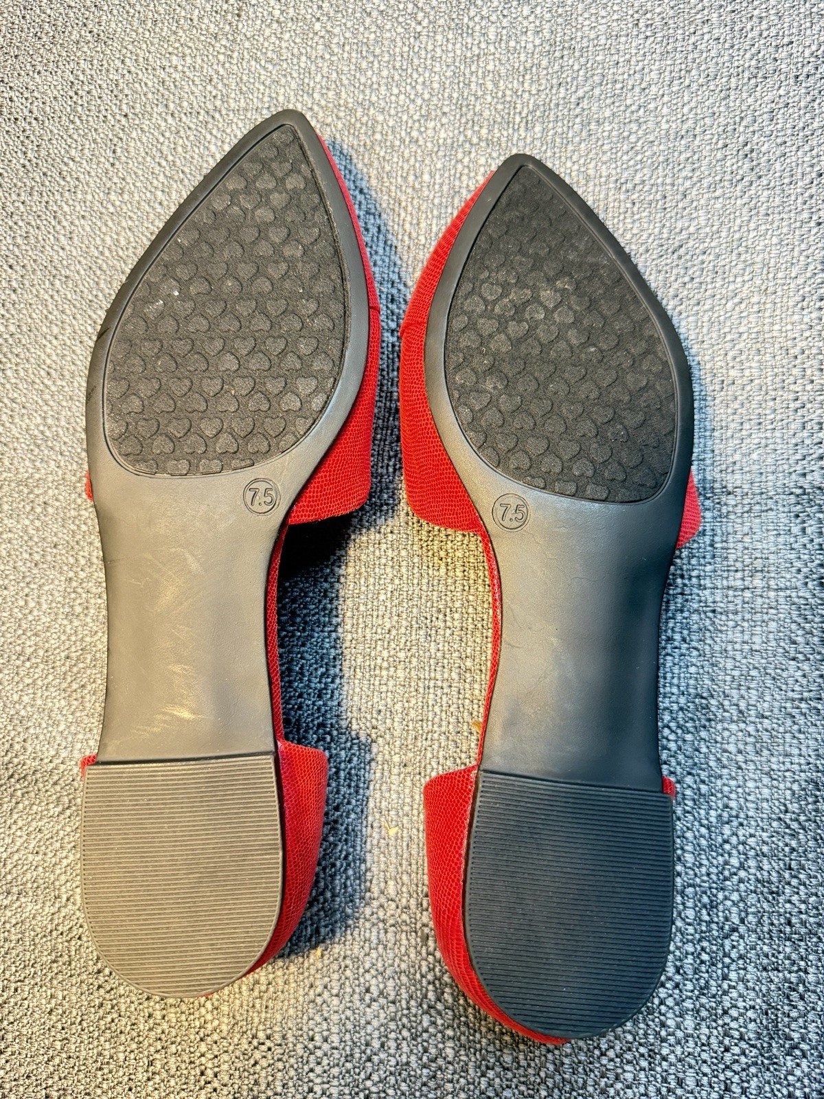 Nine West Women’s Red Pointed Toe Slip-On D’Orsay Flats Textured 7.5