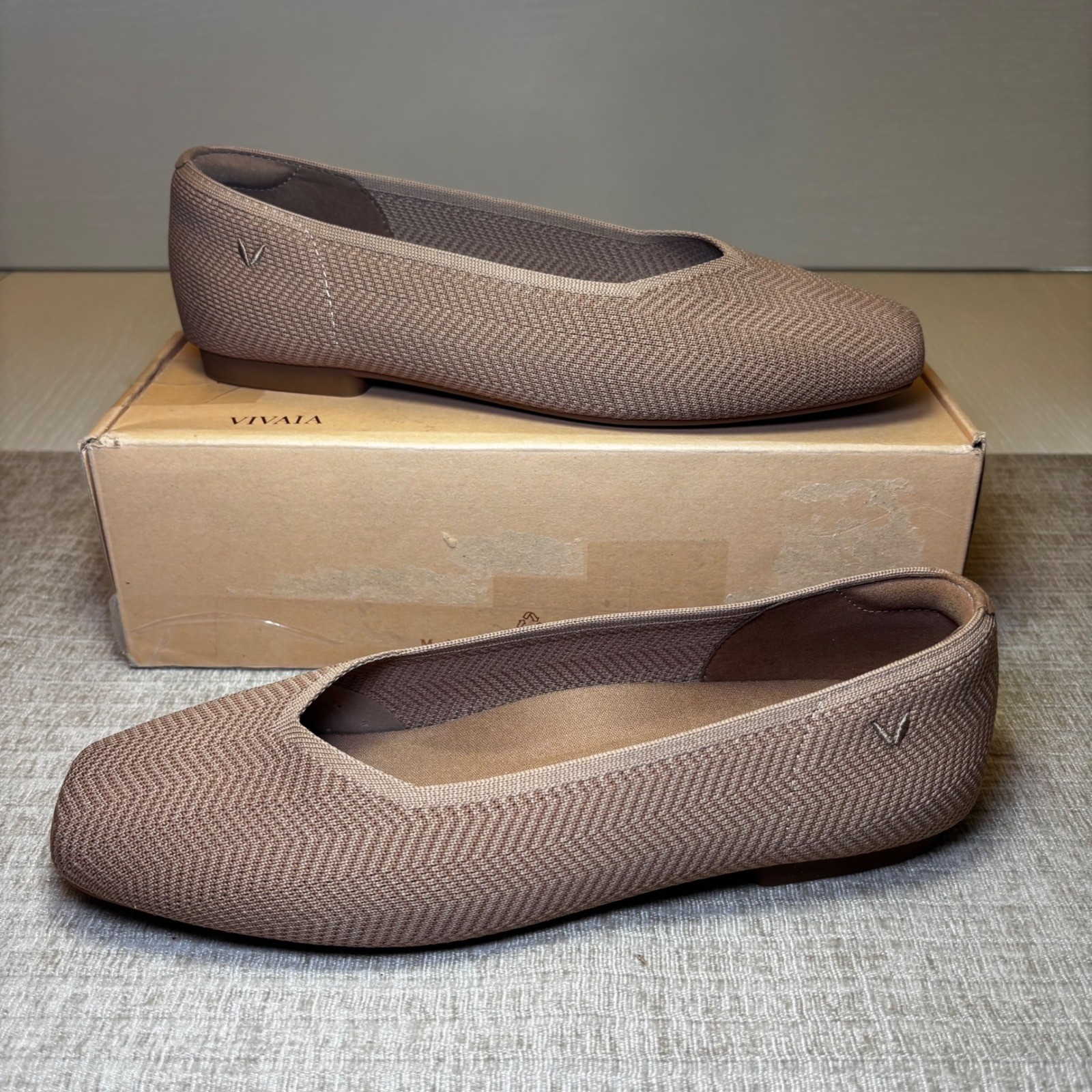 VIVAIA Margot 2.0 Espresso Square Toe Knit Flats EU 40 / US 9