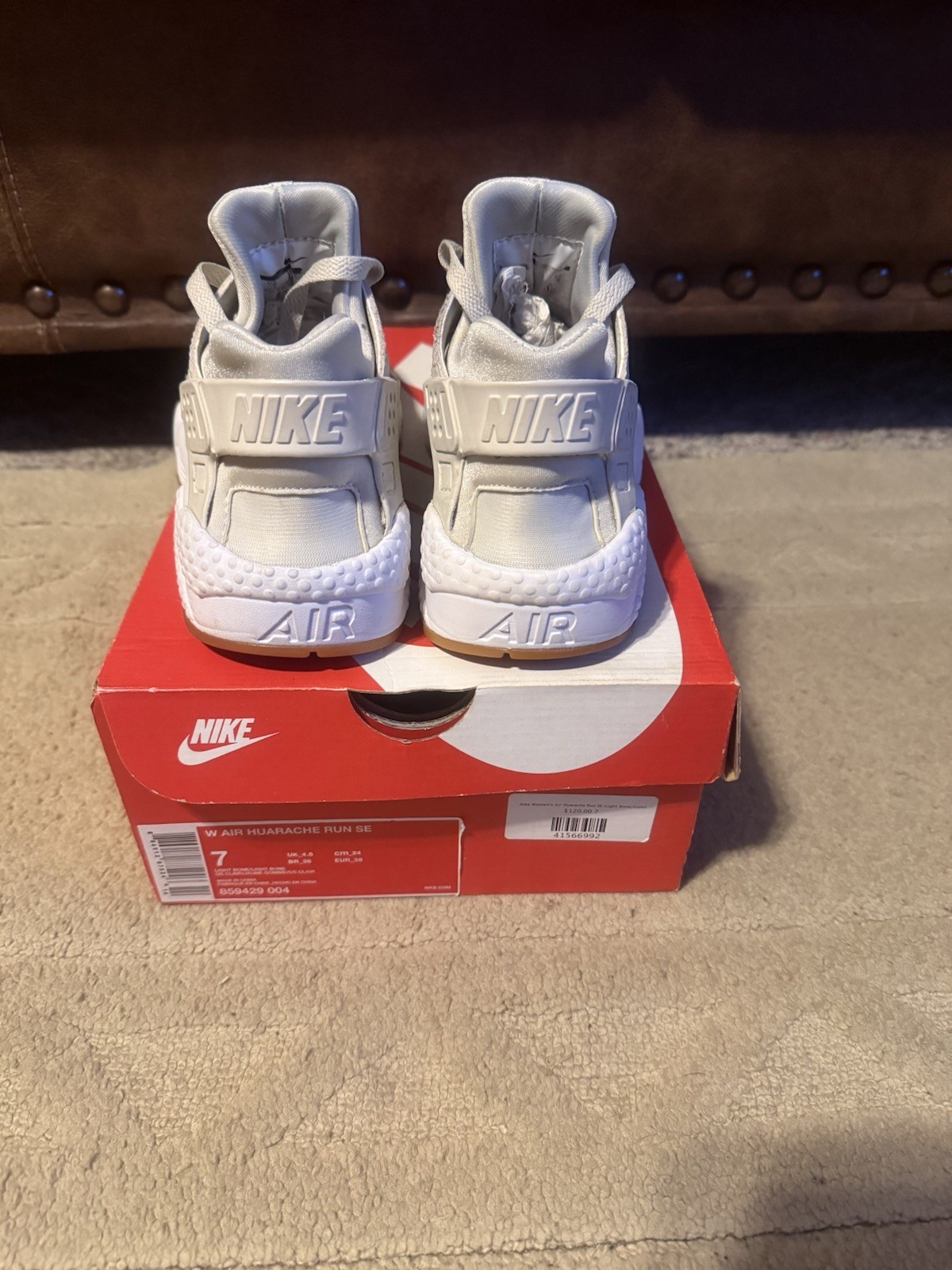 Nike Air Huarache Run SE Light Bone Gray/White Low Top Men’s Sneakers 859429-004