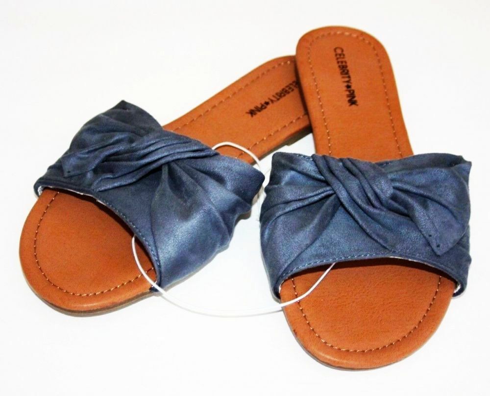 Celebrity Pink Hayley Gray Slippers Slide Slides Sandals Twist Size: 6.5, 7 New