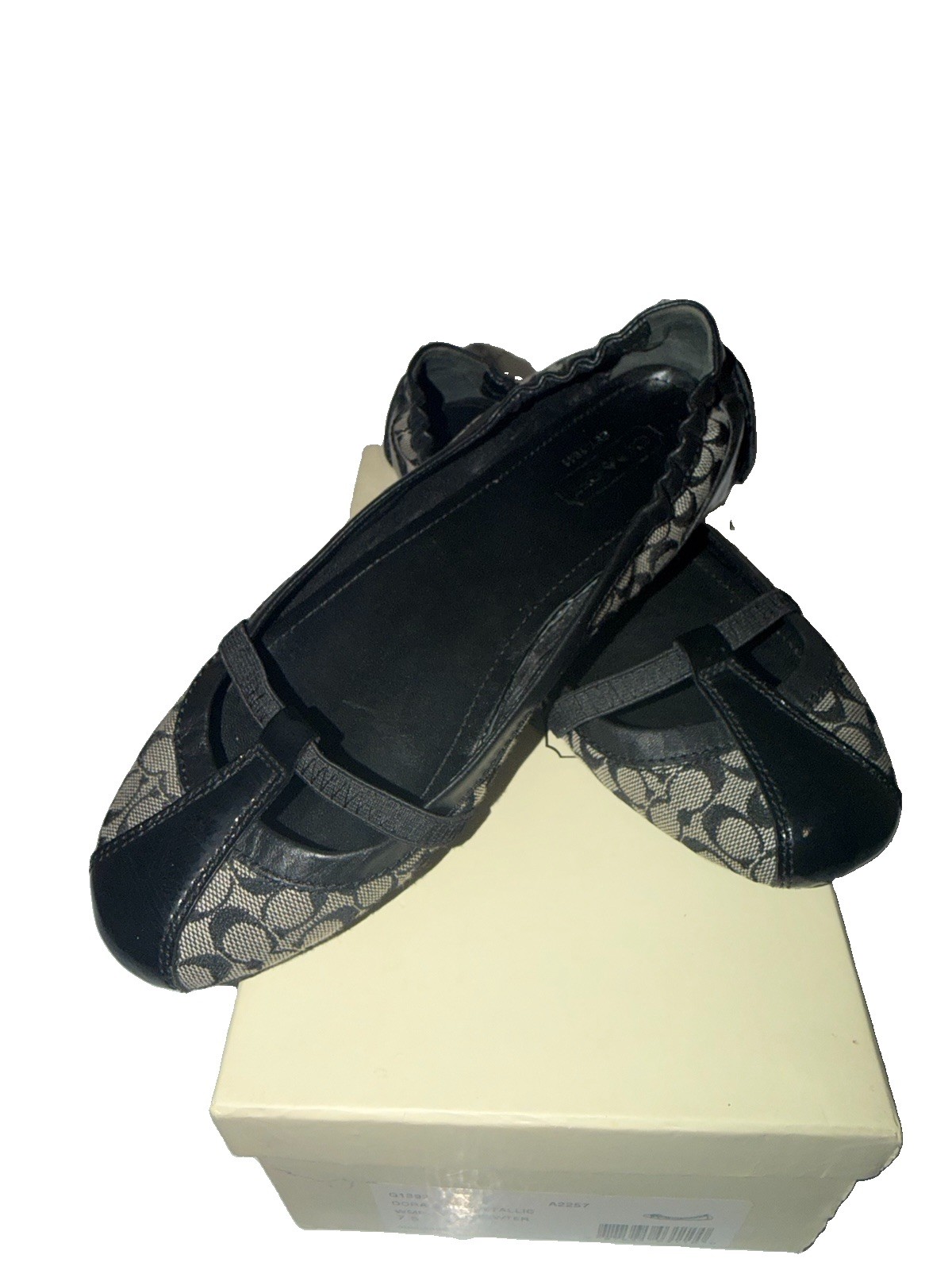 Vintage Coach Flat Shoes Size 7.5 Leather Trim and Signature Coach Canvas Logo