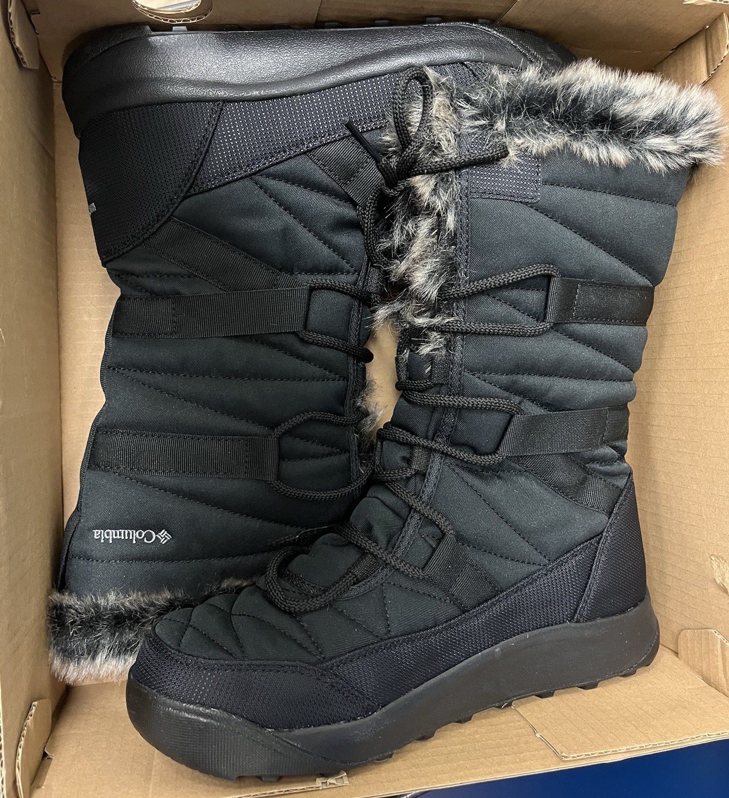 Women’s Columbia MINX Size 8 Black Fur Winter Fall Spring Boots 200g