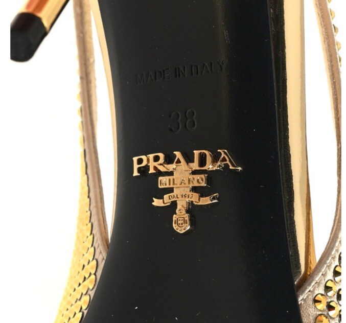 Prada Satin Crystal Triangle Logo 85mm Slingback Pumps 38 Platino Heels Shoes