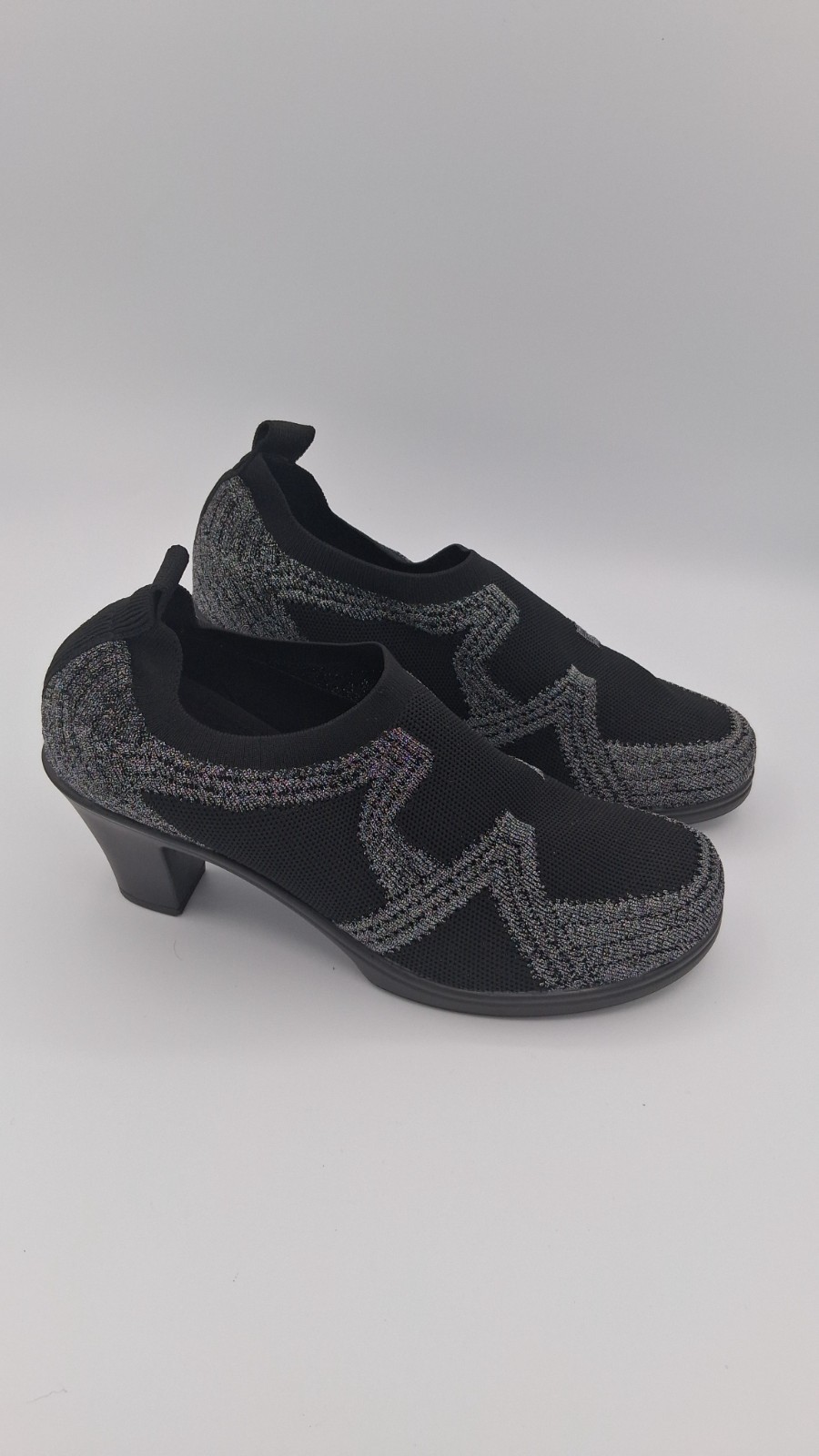 Berni Mev NY Lupe Women’s Slip on 2.5″ Heels Closed Toe Memory Foam Black Pewter