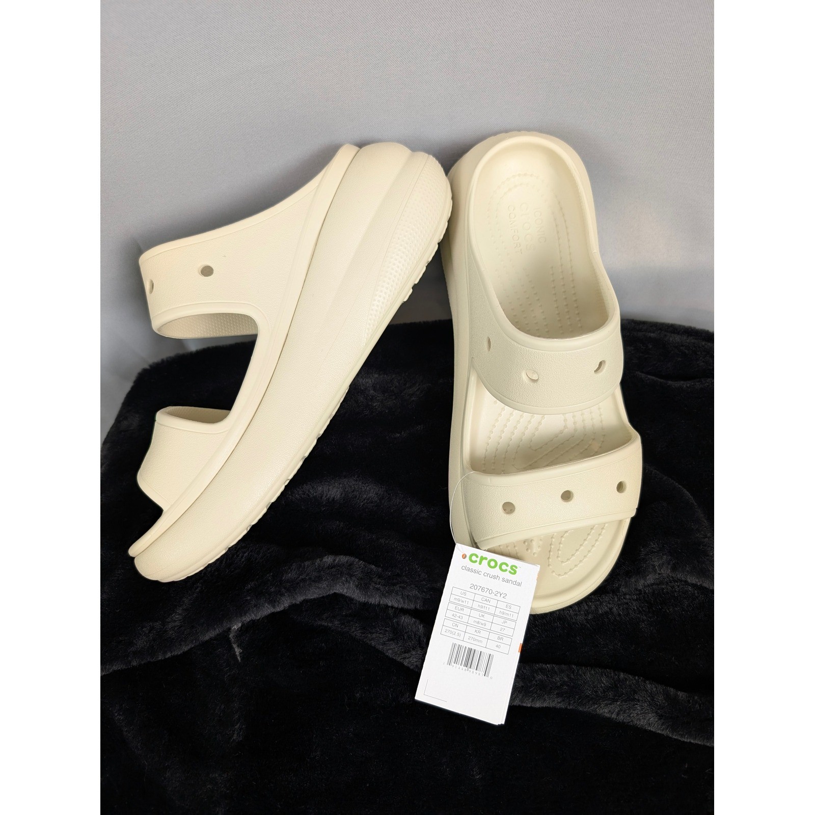 Crocs Classic Crush Sandal Women SZ-11 Men SZ-9 Bone New Platform Slide