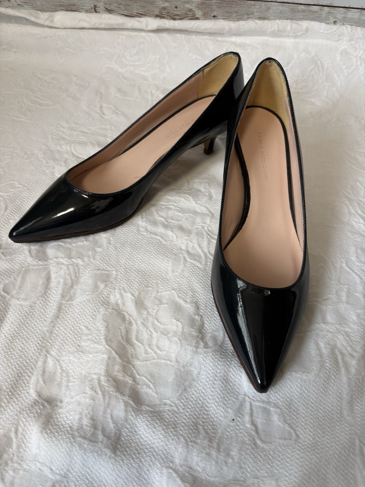 FABIO RUSCONI Black Patent Leather Pumps Women’s Made in Italy EU 38
