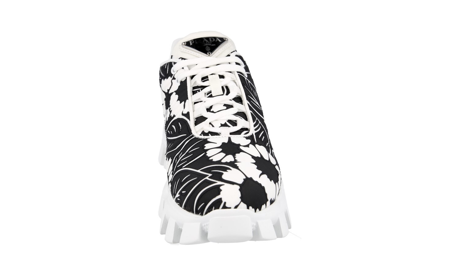 PRADA Flower Cloudburst Thunder Sneakers – 1E863M Black White – US 6.5 EU 36,5