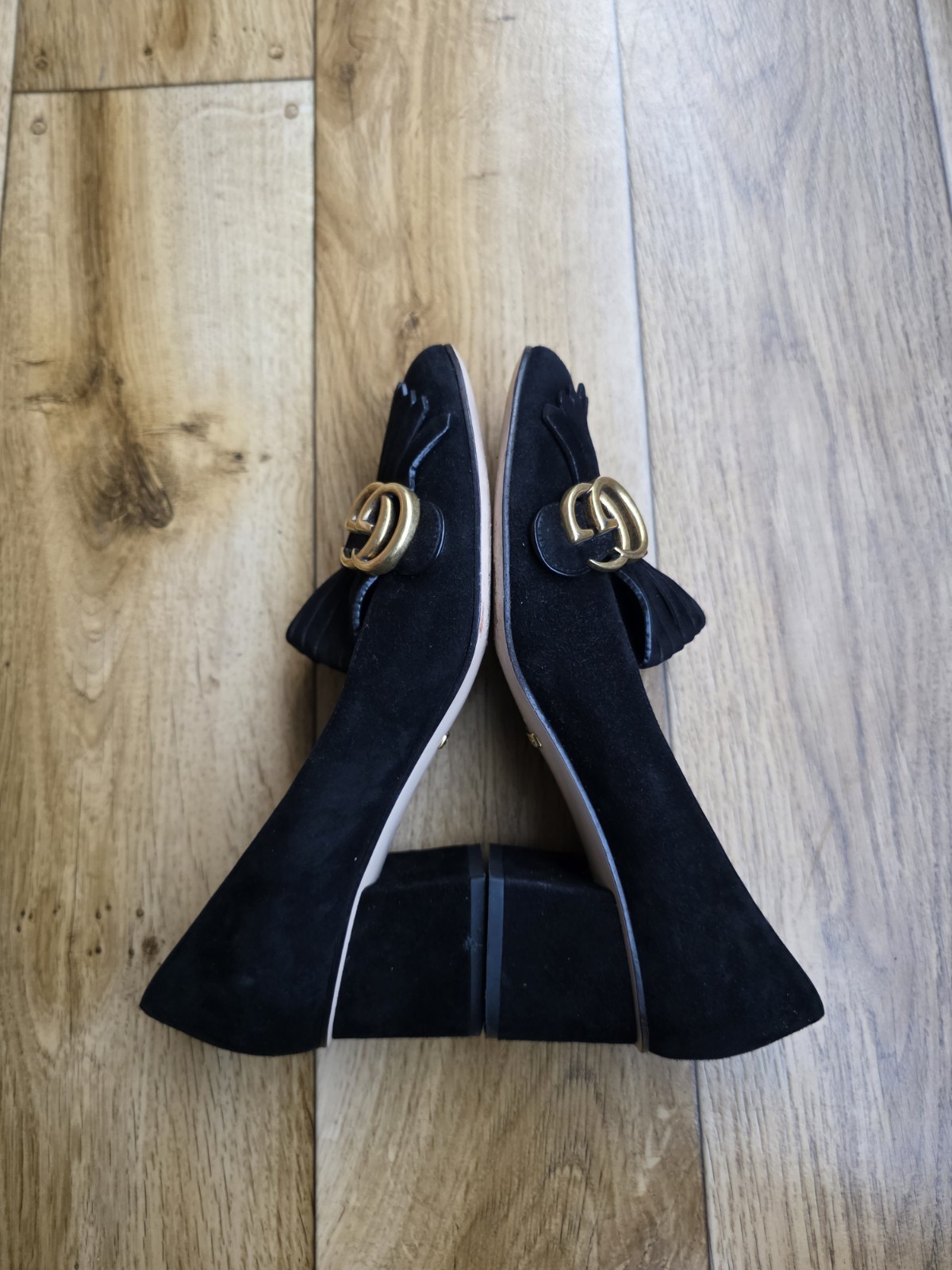 GUCCI MARMONT FRINGE PUMP SUEDE LOAFERS SIZE 38.5 EU, 8 US, 5.5 UK