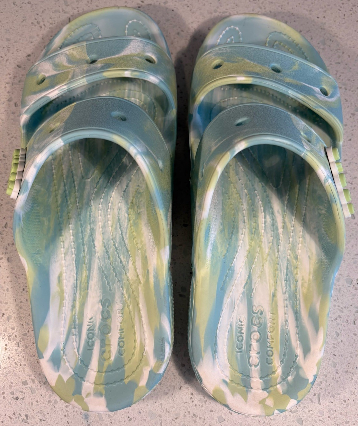 CROCS Womens 10 Mens 8 Marbled Tie Dye Iconic Comfort Classic Slides Slip On