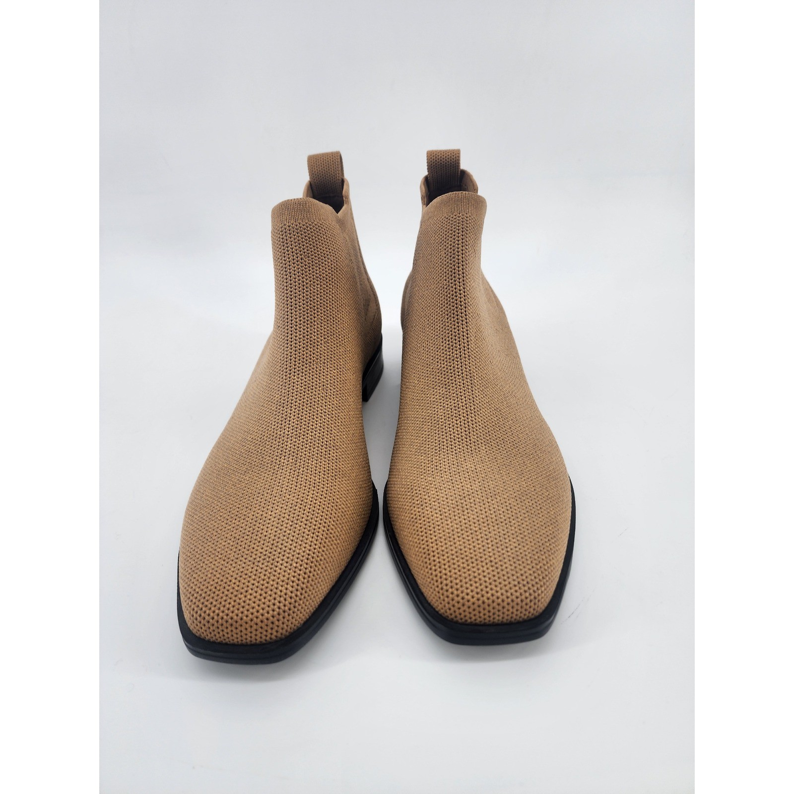 Vivaia Ryan Square Toe Knit Boots Camel Brown Womens Size 39 8-8.5