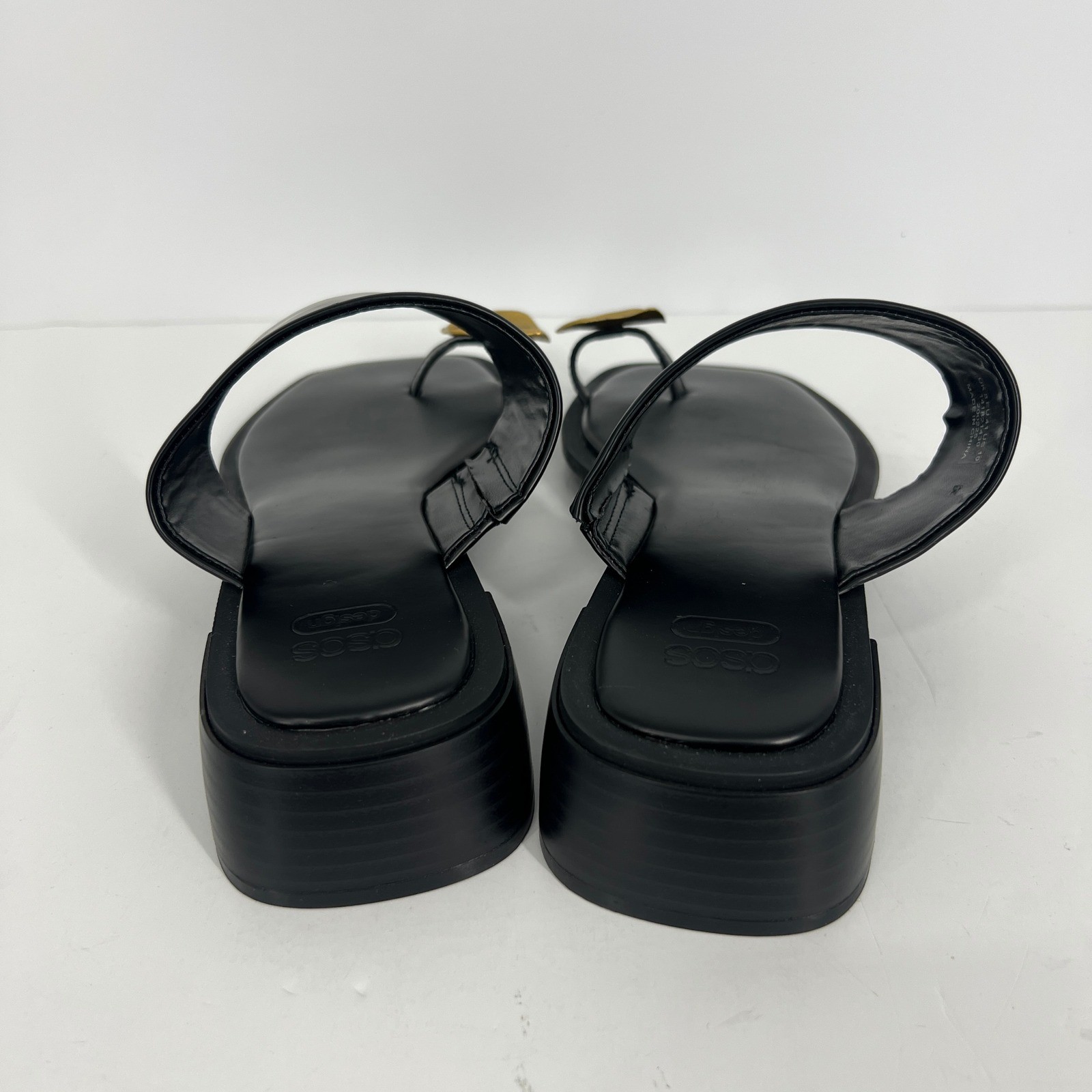 ASOS DESIGN Finesse Heeled Sandals Hammered Metal Toe Loops Black Black Women 10