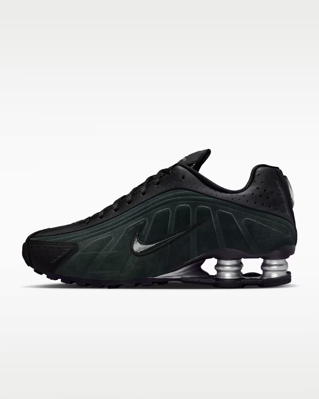 Nike Shox R4 Womens Size 7 Black Metallic Silver Seaweed HQ7739 002