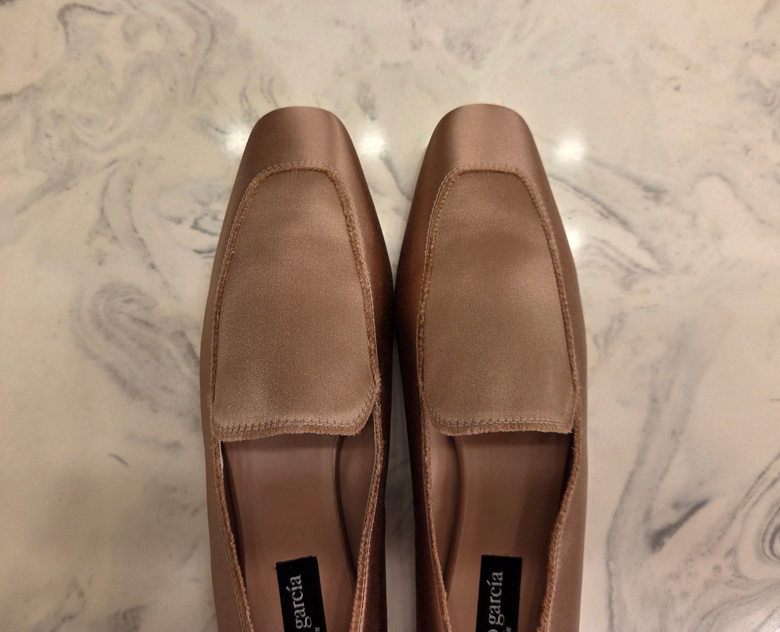 New! Pedro Garcia ‘Tamer’ Loafers Bisque Satin Womens 10 US 40 Eur. MSRP $550