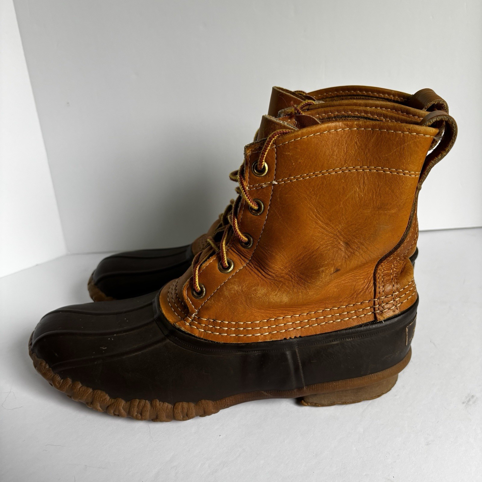 LL Bean Maine Hunting Shoe Duck Boots Women’s Size 8 Brown Leather USA Vintage