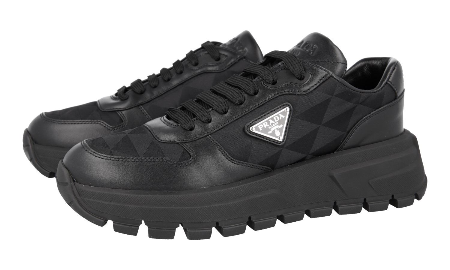 PRADA Leather PRAX SYMBOLE Platform Sneakers 1E620N Black NEW – US 6.5 EU 36,5