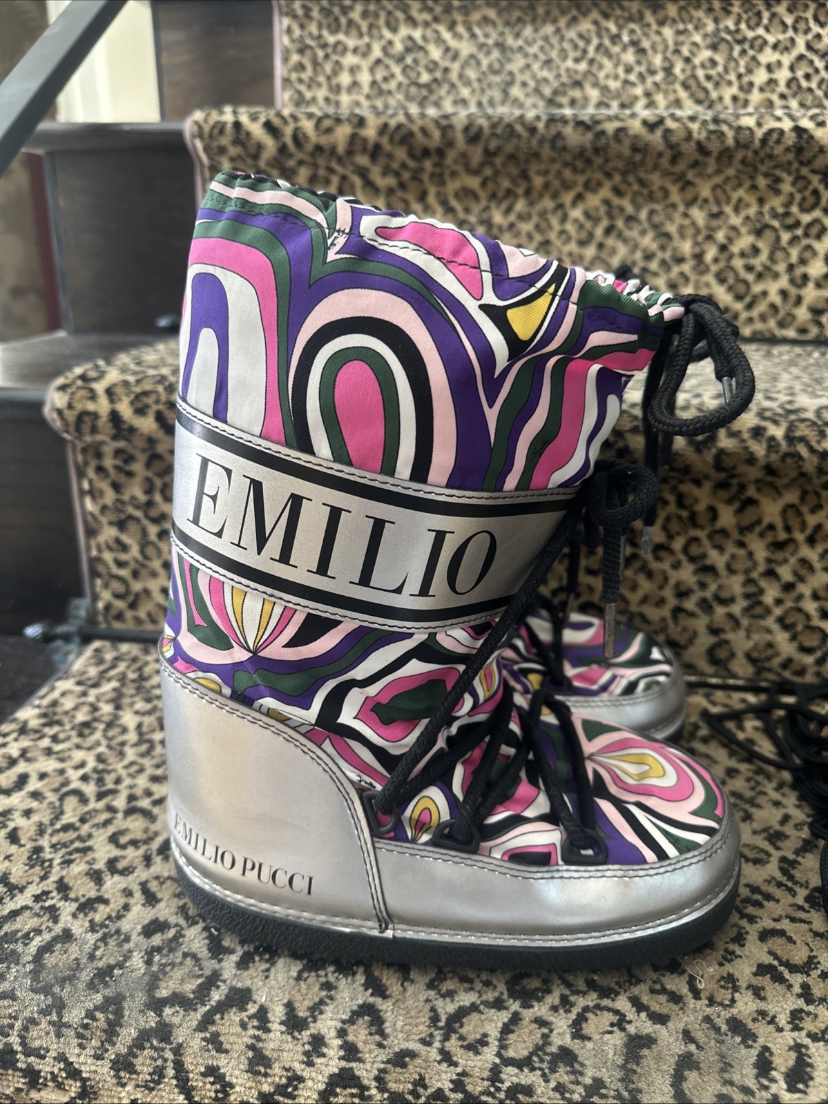 Emilio Pucci 2004 Apres Ski Iconic Print Snow Boots Size 7