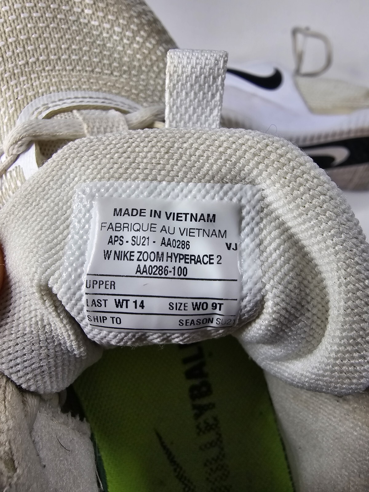 Nike Air Zoom HyperAce 2 White AA0286-100 Volleyball Sneakers Womens Size 9T