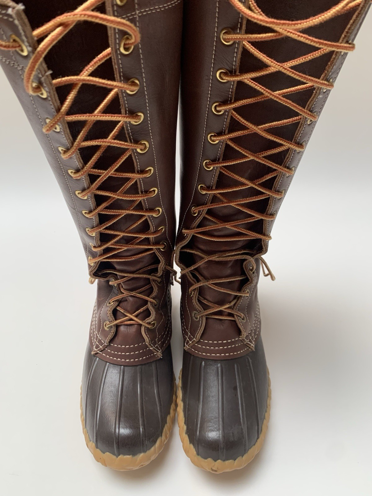 Women’s Size 5 Medium L L BEAN Maine Hunting Boots TALL LACE UP 16″ – NICE !