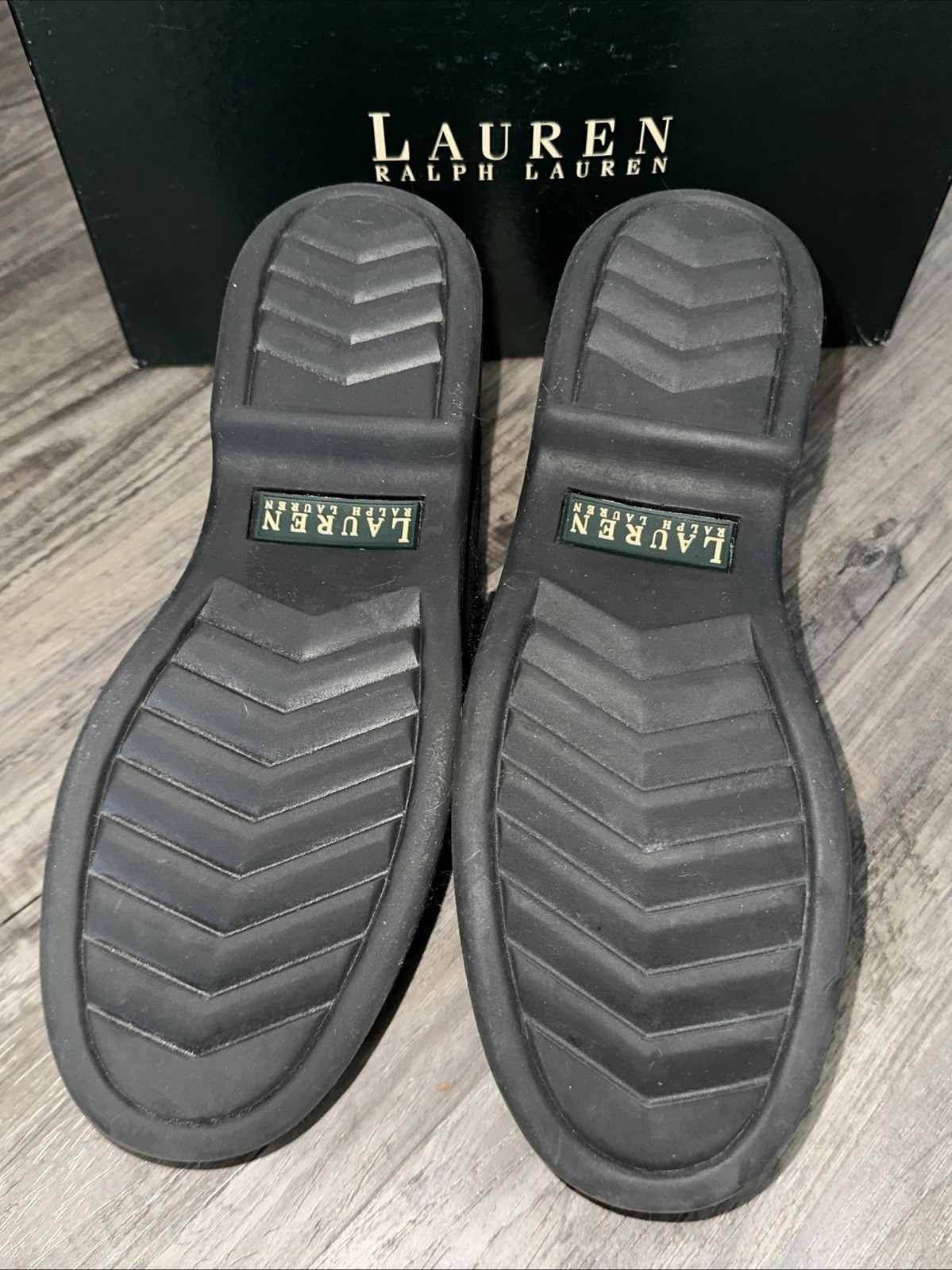 Lauren Ralph Lauren Black Suede Aveline Leather Shoes New Size 7.5b