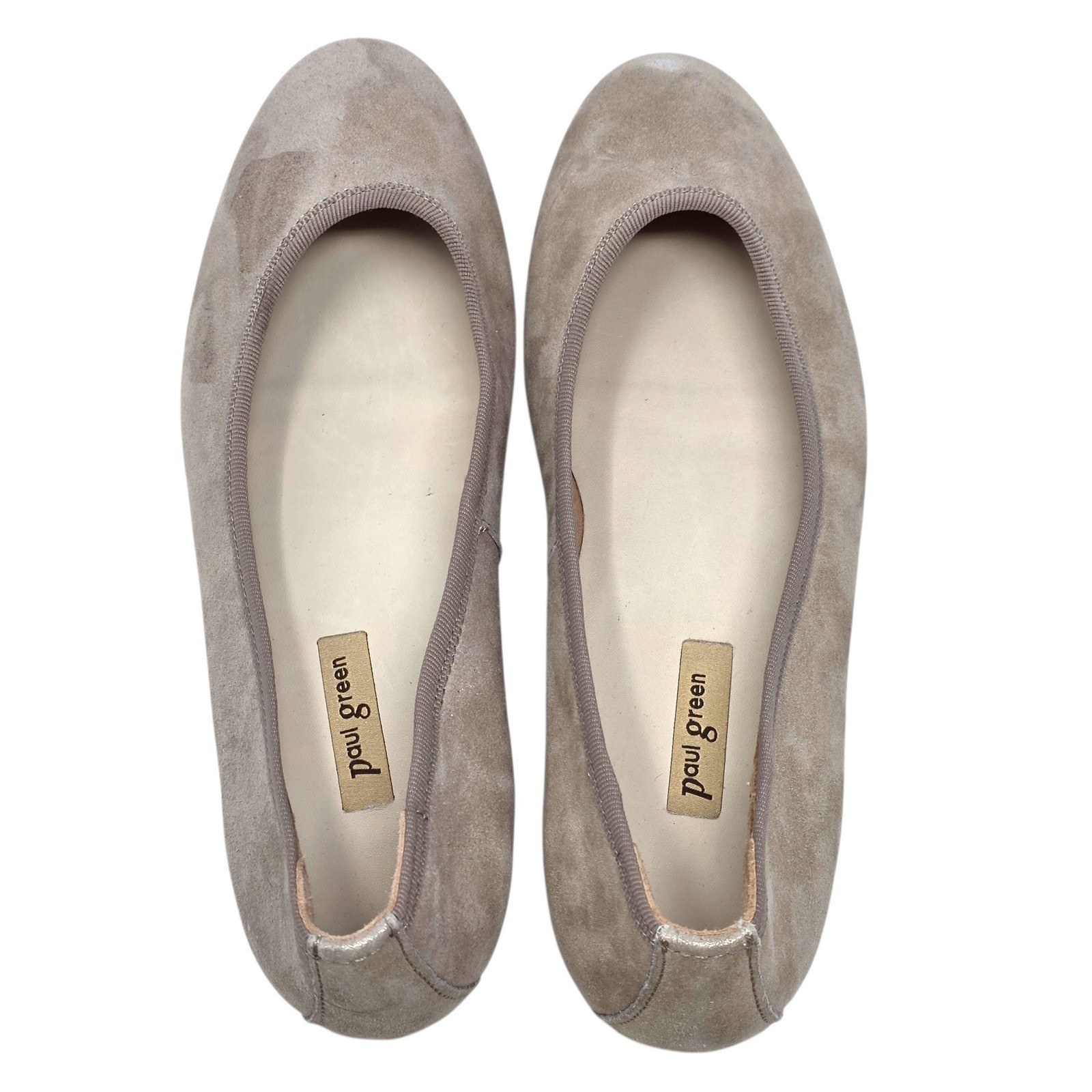 Paul Green Taupe Metallic Suede Ballerina Flats Made in Austria Size 6.5 US $395