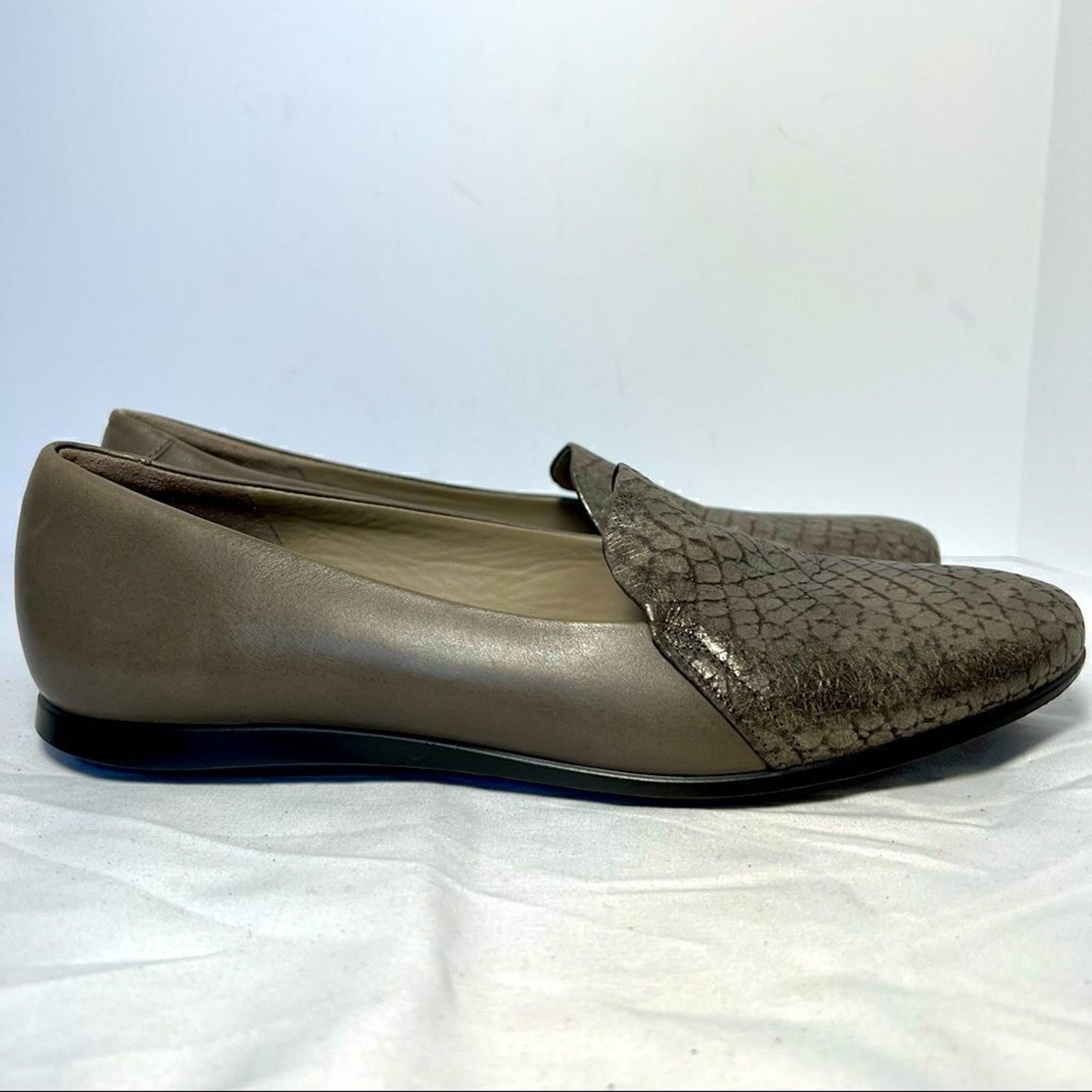 Ecco Touch Ballerina 2.0 Warm Grey Leather Flats Womens EU 40 US 10
