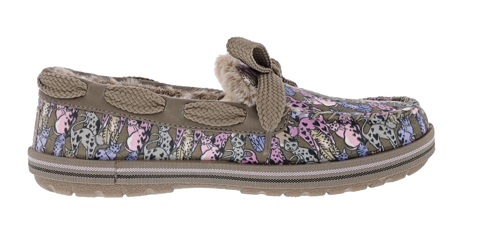 SKECHERS WOMEN’S BOBS TOO COZY- CATS MEOW 114798/TPMT SLIP-ON SLIPPERS