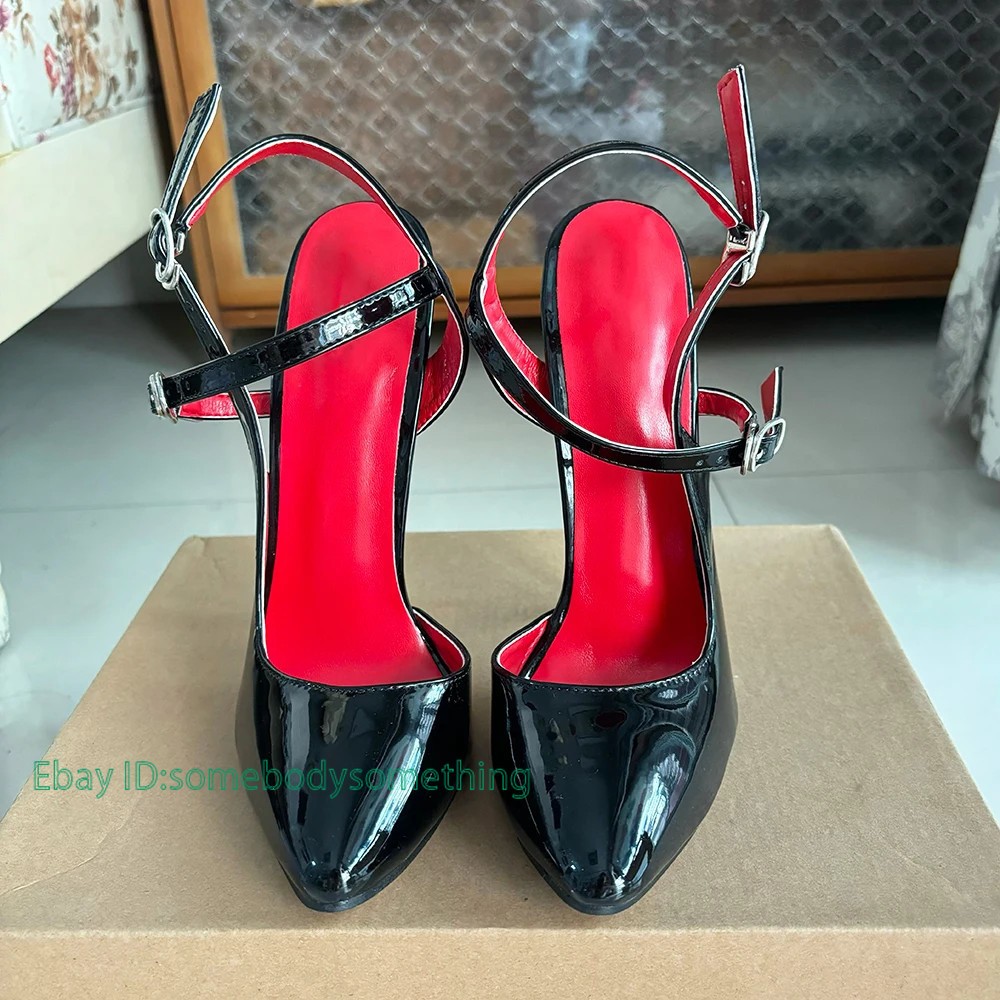 Women 16cm Extreme High Heels Sandals Buckle Strap Pointed Toe Pumps Party Shoes