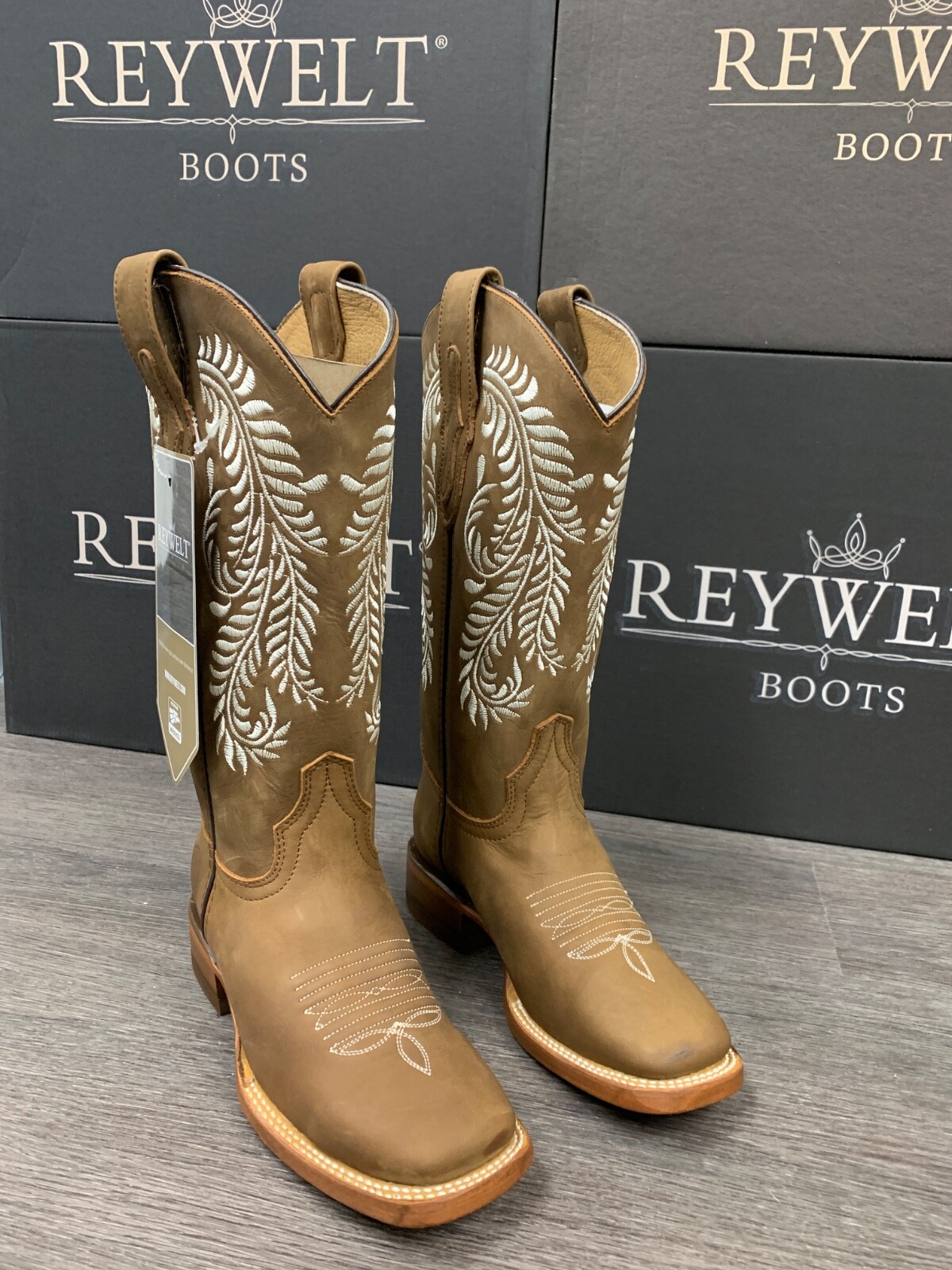 WOMEN’S WESTERN SQUARED TOE MARINA TAN COWGIRL BOOTS SMOOTH GENUINE LEATHER