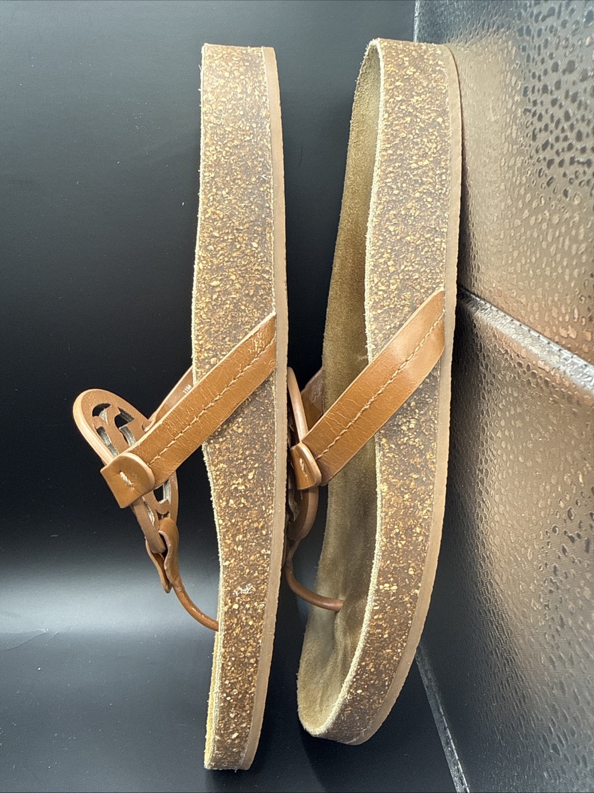 Tory Burch Miller Cloud Sandals Tan Brown Leather Cork Footbed Women’s Size 11M