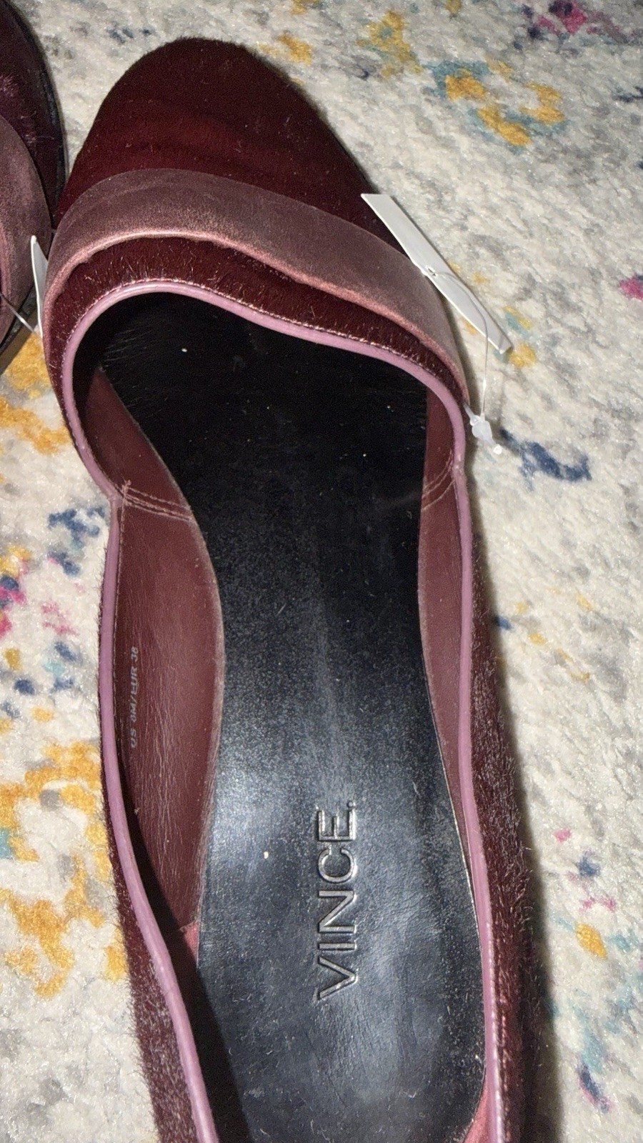 Vince Burgundy Calf Hair Slip-On Loafer Flats Closed Toe Strap Women’s 8