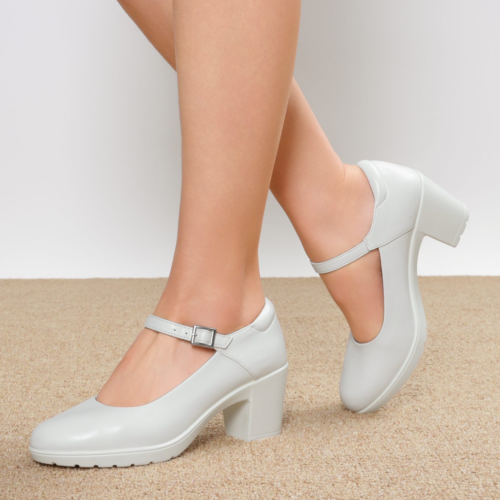 US Women Arch Support Mary Jane Pumps Low Chunky Block Round Toe Dress Pumps