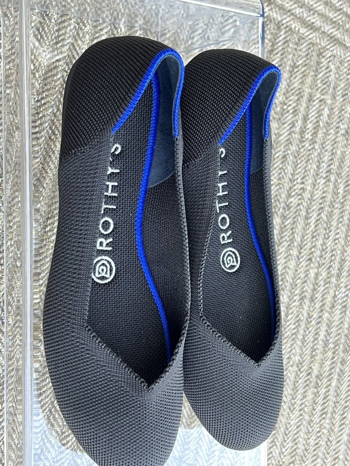 Rothy’s Black Round Toe The Flat Slip On Knit Ballet Flats, size 6.5