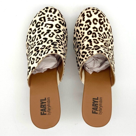 FARYL by Farylrobin Lanette Platform Mules Women’s Size 11 Leopard Calf Hair