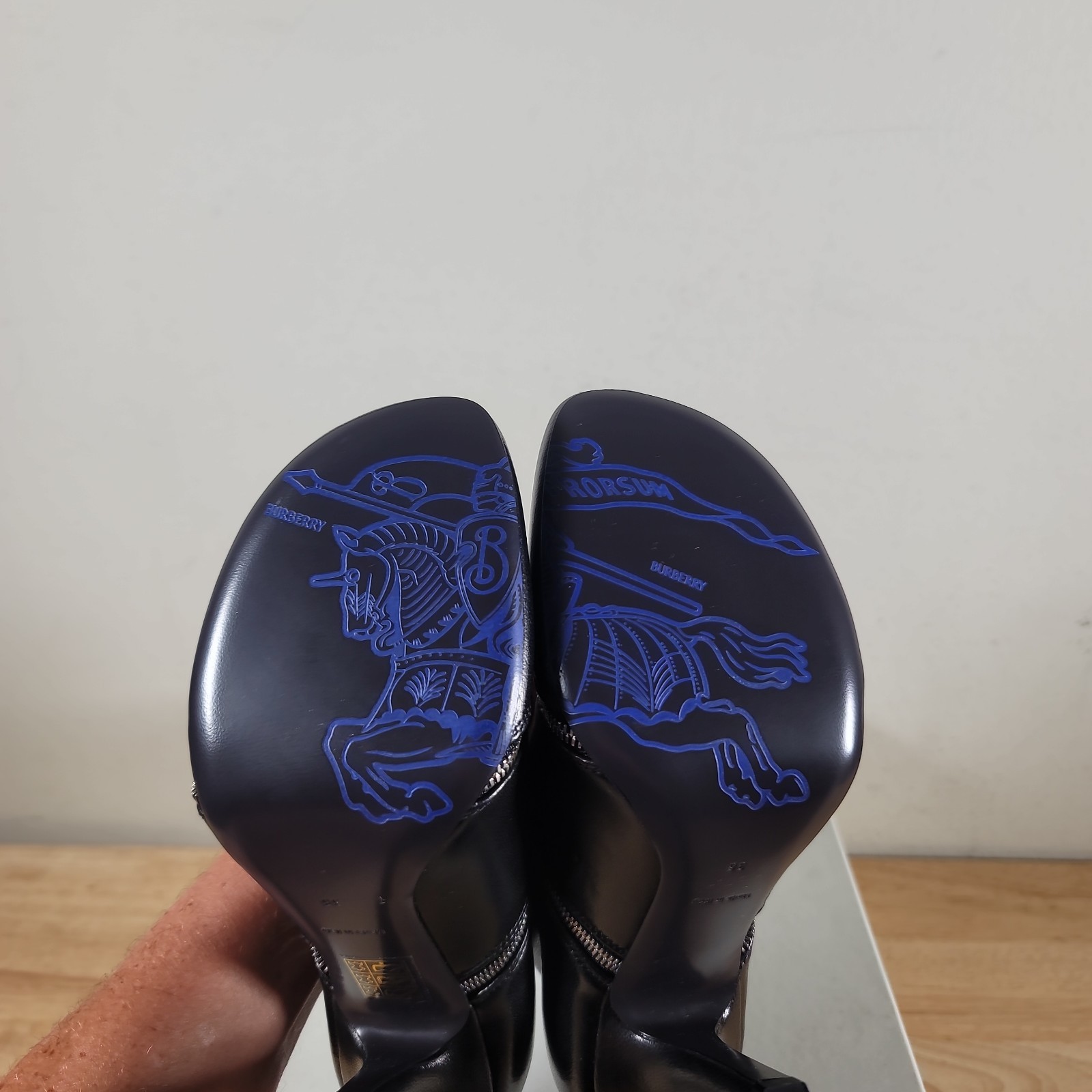 Burberry Peep Zip-Detailed Ankle Boots Size 36 US Size 6 New With Box