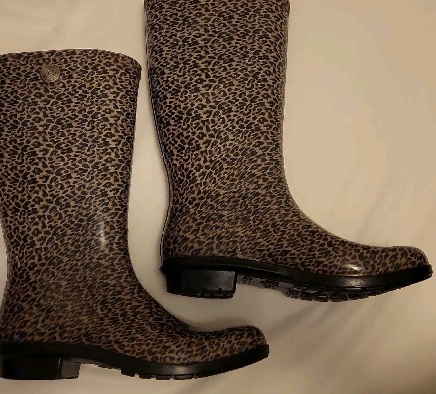 🔥Ugg Women’s Classic Shaye Tall Rain Boot Black Leopard Size 9