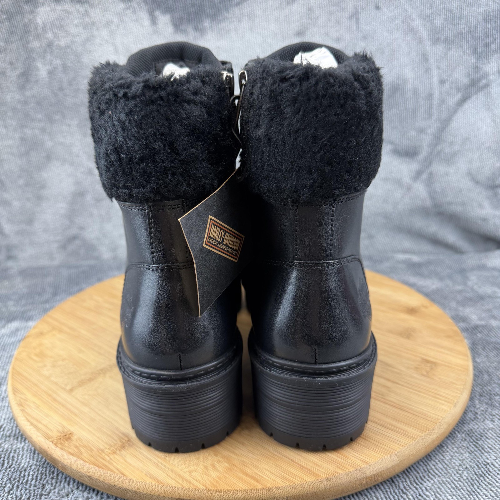Harley-Davidson Boots Womens Size 7 Black Leather Shearling Ankle D87258
