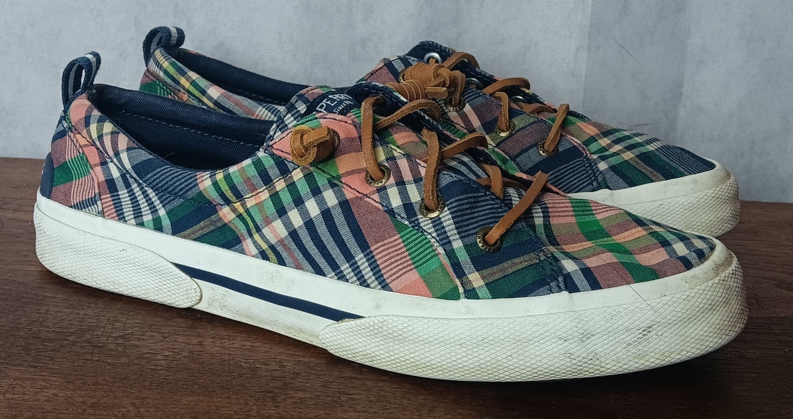 Sperry Pier Wave LTT Plaid Canvas Sneak Boat Shoes Women 9 STS85163