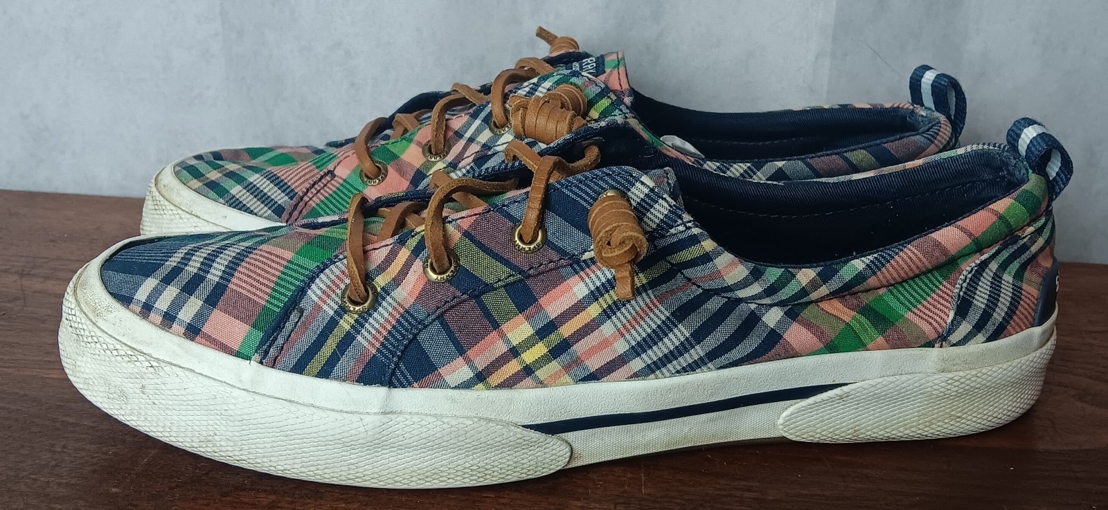 Sperry Pier Wave LTT Plaid Canvas Sneak Boat Shoes Women 9 STS85163