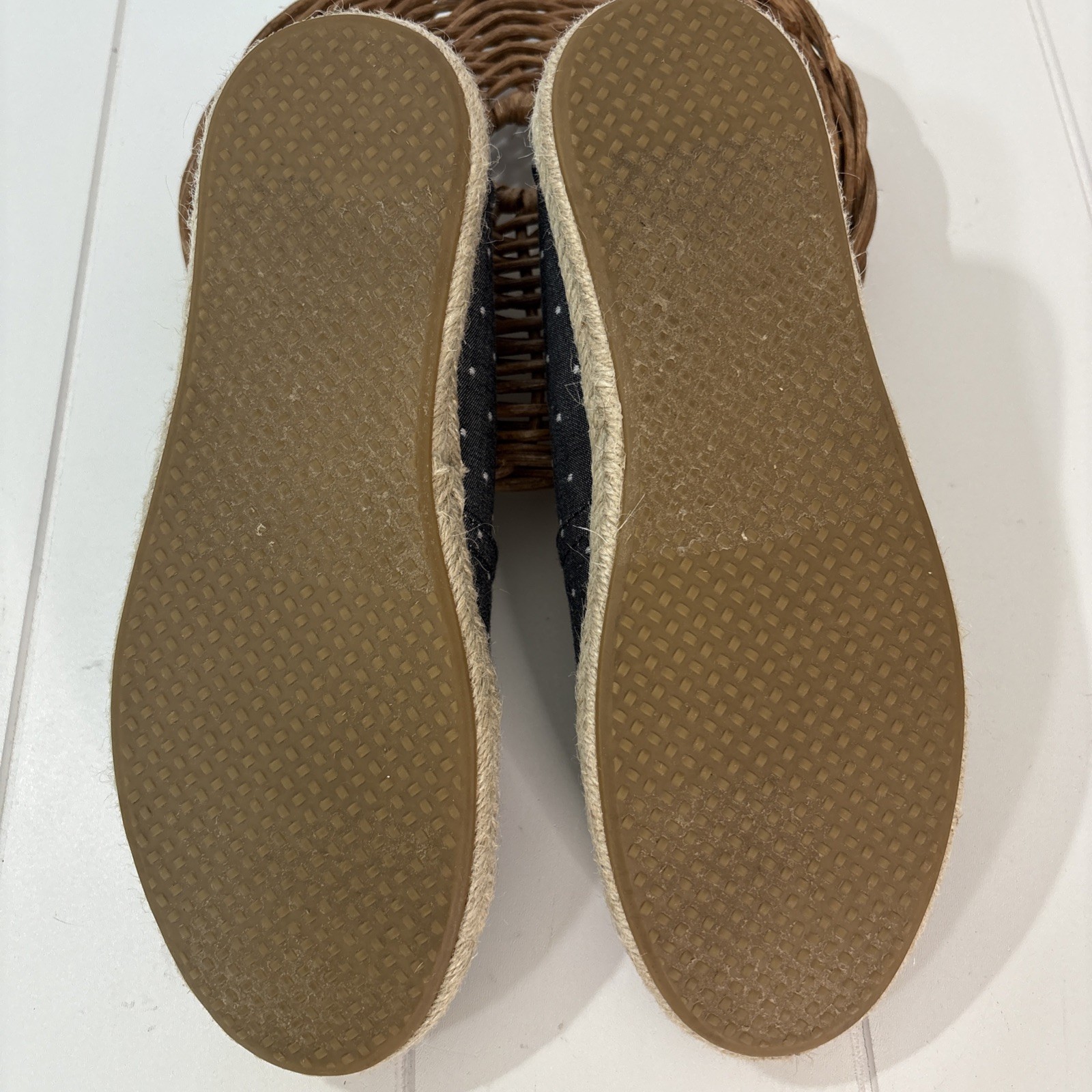 TOMS Shoes Womens 6W Polkadot with Slip On Recycled Rope Cotton Natural