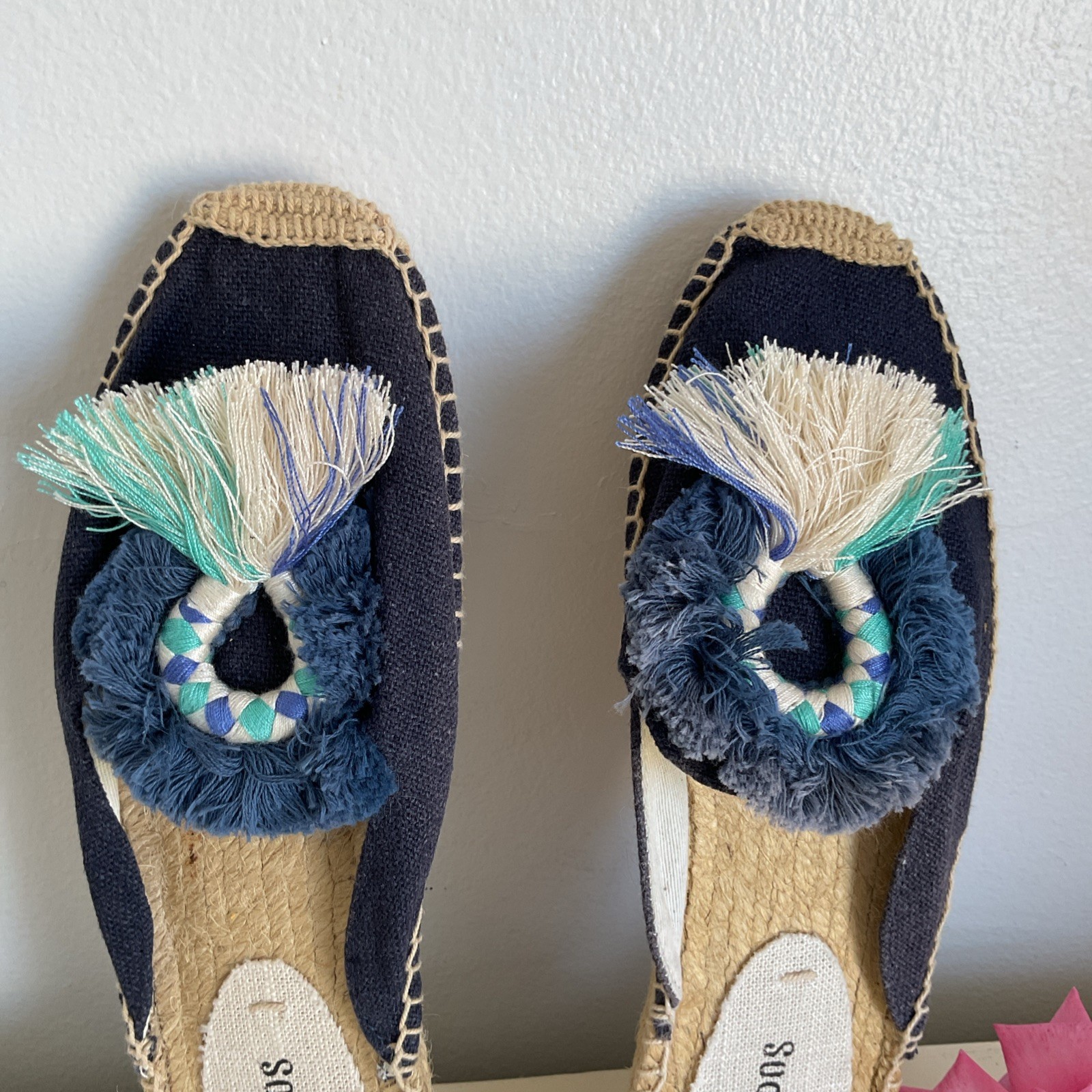 Soludos Womens Kiki Midnight Blue Espadrilles Slip On Tasseled Fringe Size 7 New