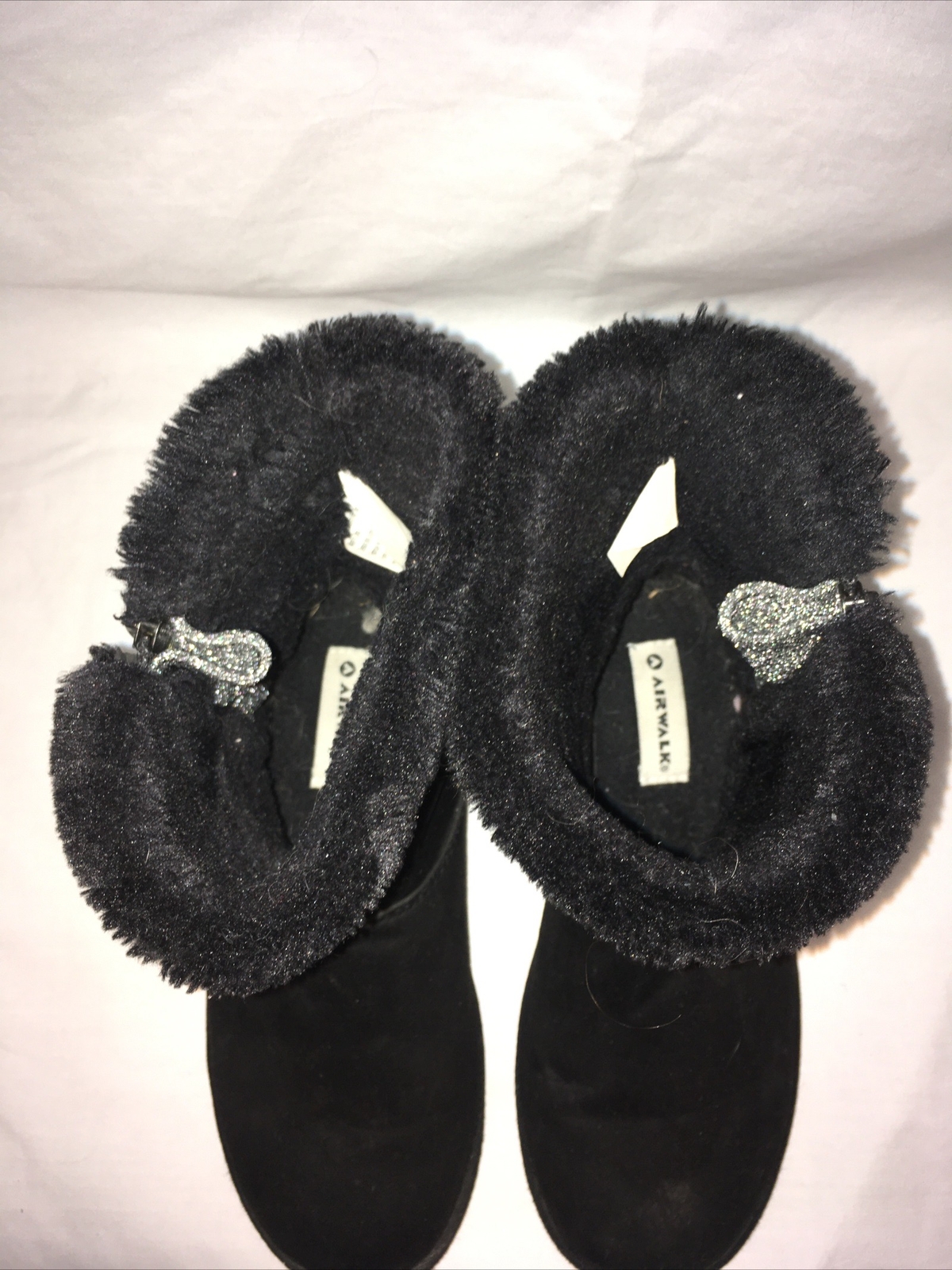Airwalk Winter Fall Black Suede Boots With Zipper Sz 7.5