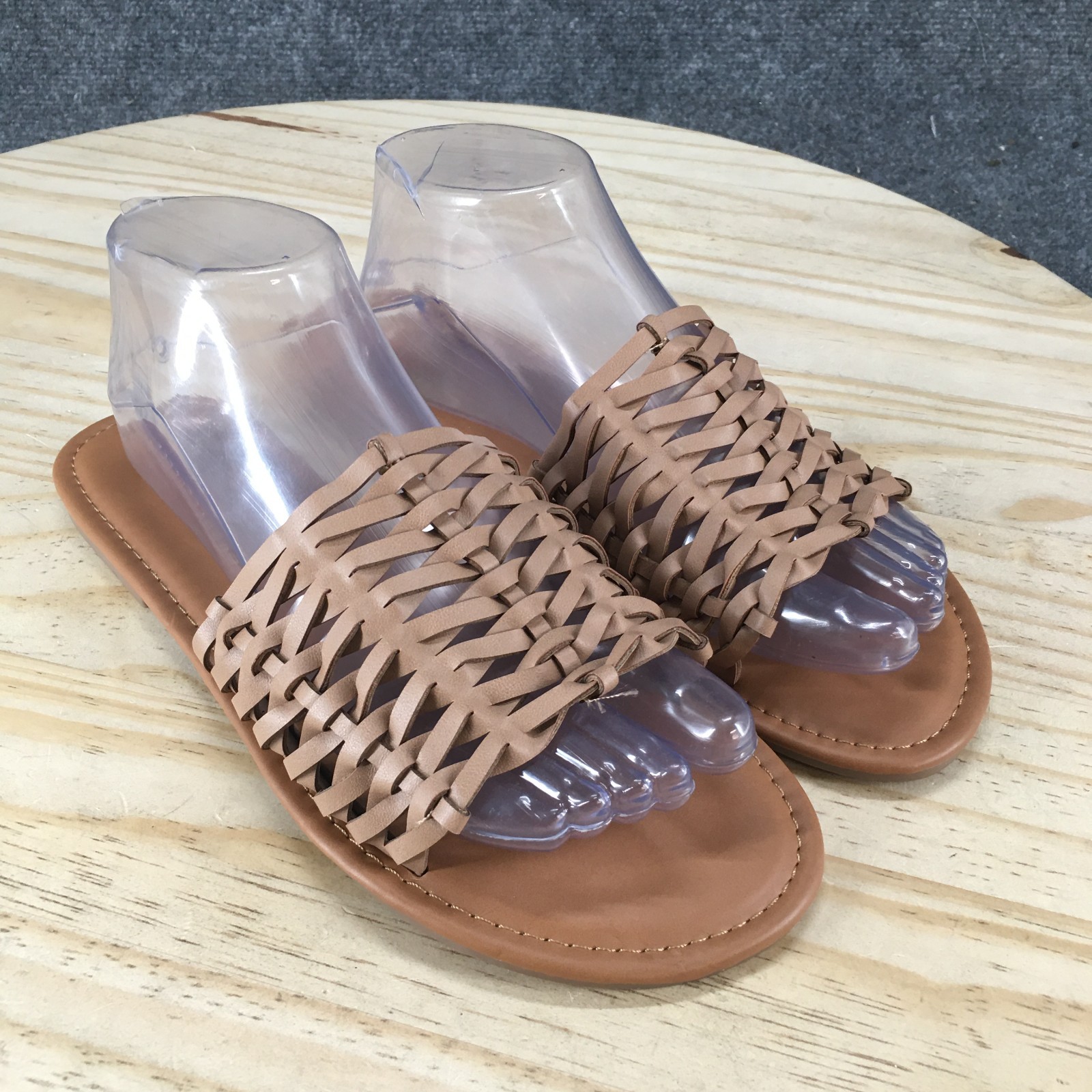 Unionbay Sandals Womens 8.5 M Rowan Slide Brown Faux Leather Casual Flats NEW