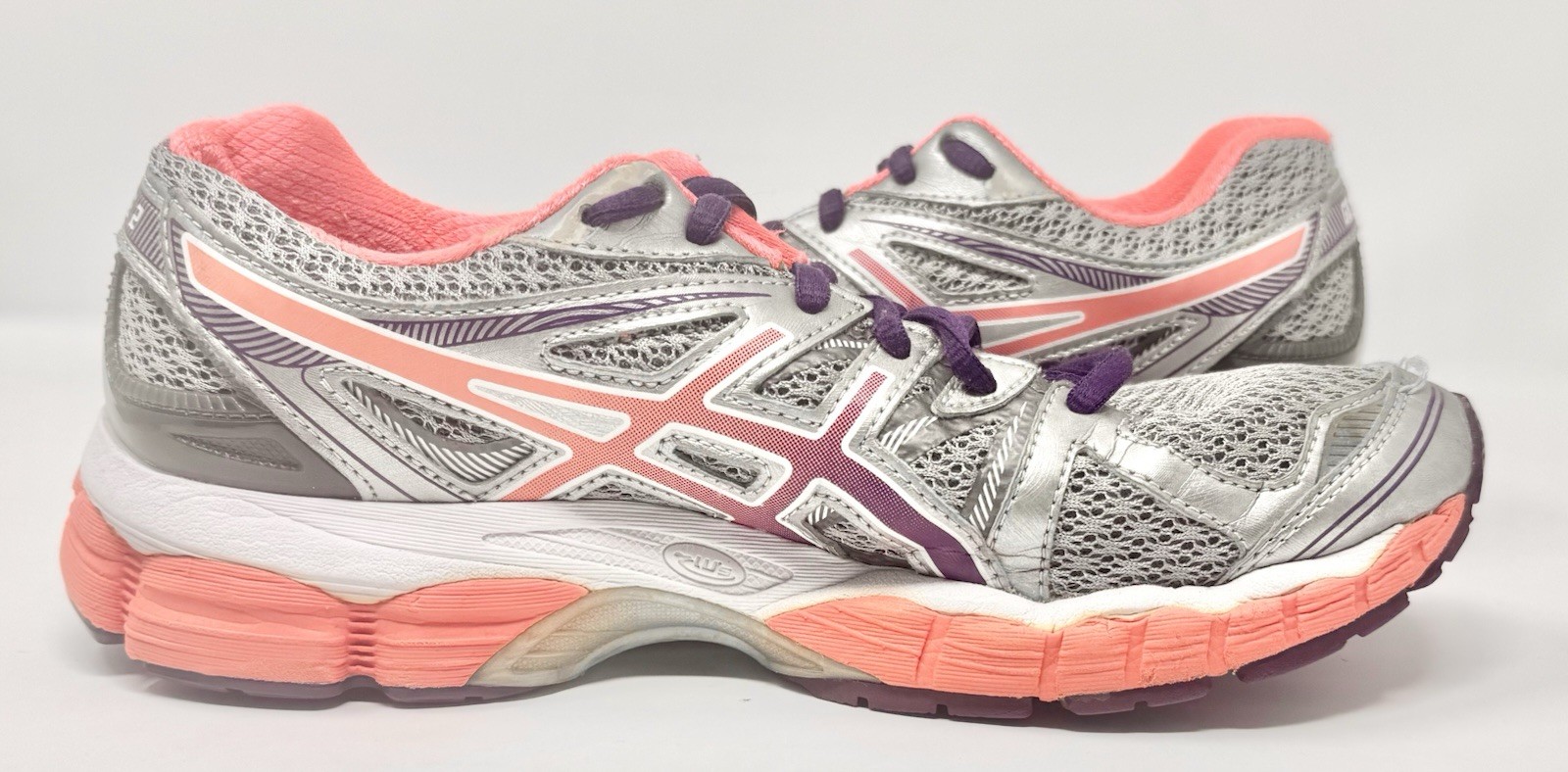 Women’s Vintage Asics Gel-Evate 2 Silver Orange Purple Running Shoes TA47N sz 8