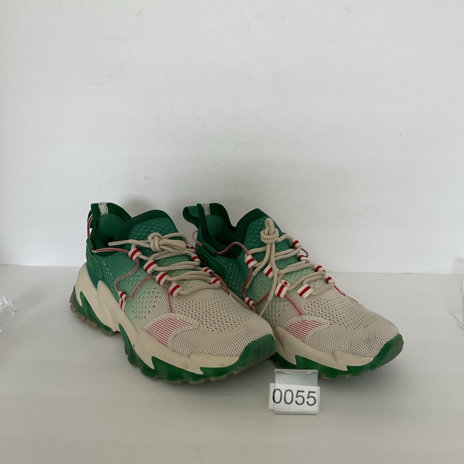 Just So So Green Beige Red Mesh Lace Up Breathable Athletic Sneakers size 8