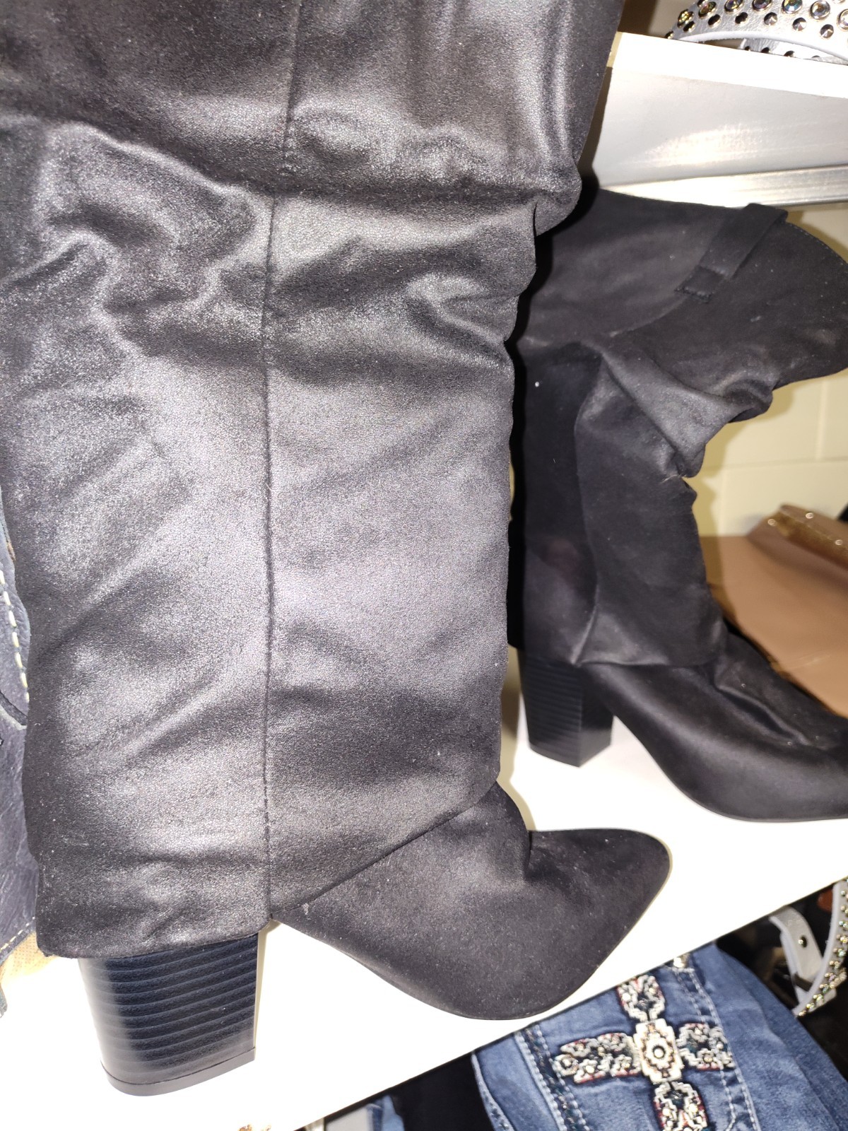 SO Julee Women’s Tall Dress Boots Faux Suede Black Size 8.5 NEW w/o box