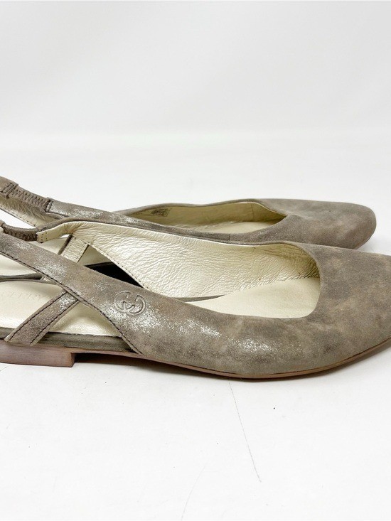 GERRY WEBER TAUPE GRAY METALLIC POINTED TOE SLINGBACK BALLET FLATS WOMENS SZ 8